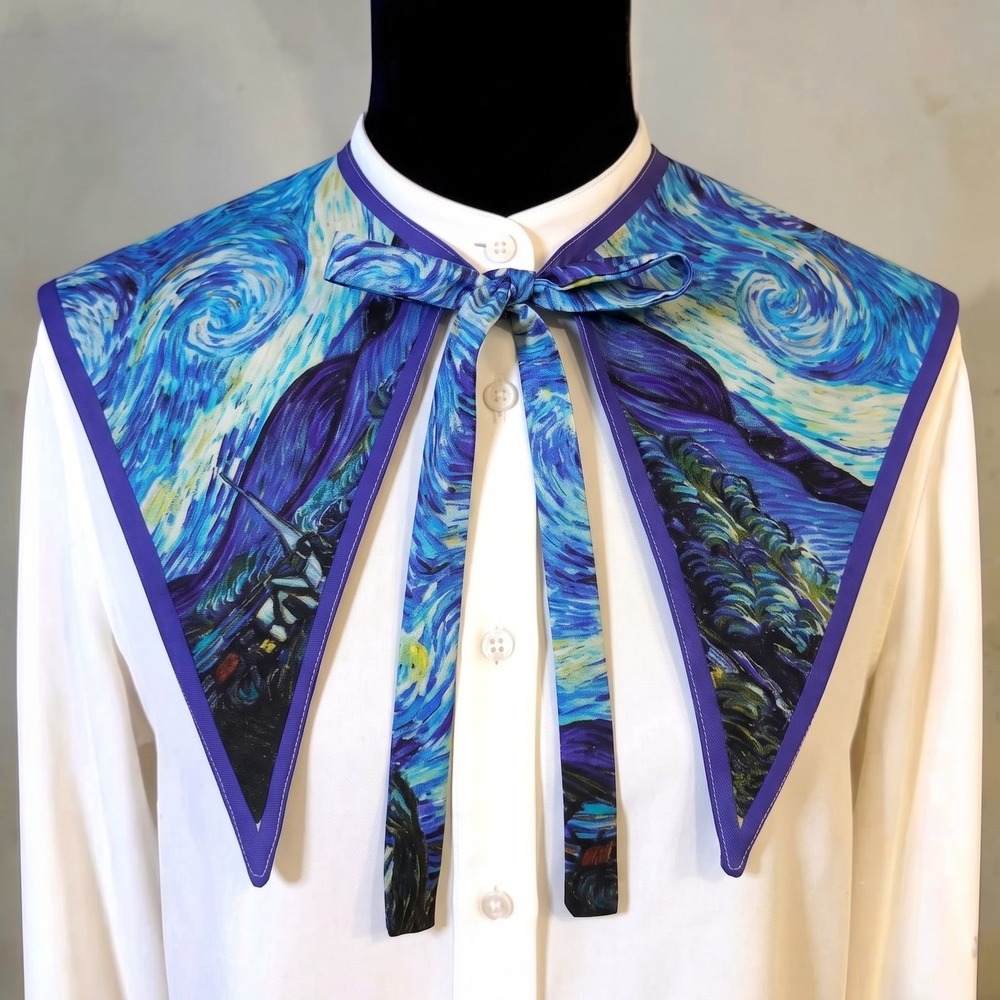 Fine Art‎ Print Detachable Collar Scarf Starry Night Van Gogh Chic Sailor Bib